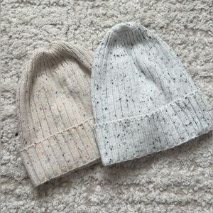 Cozy baby' Speckled Knit Beanie Set - Cream and Gray
